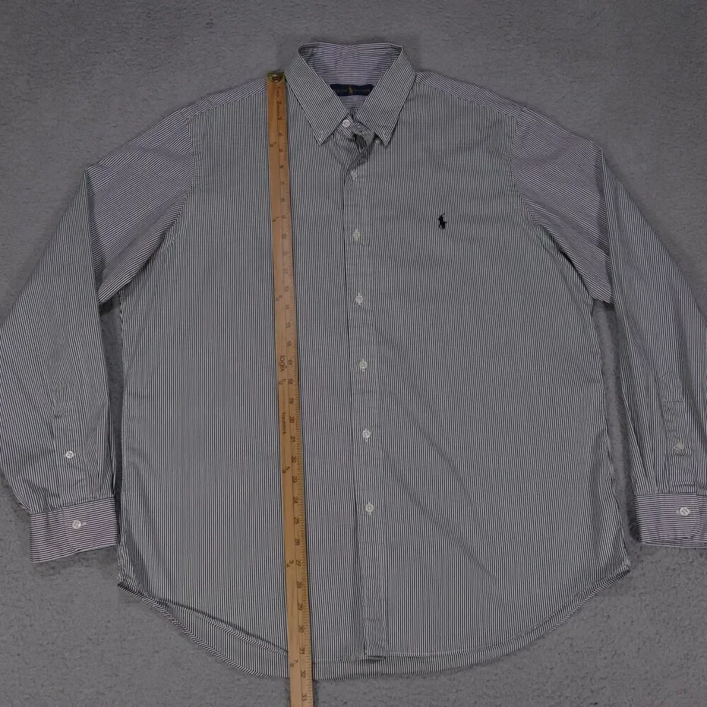 Polo ralph Lauren Shirt Mens XL Black Pinstripe Button Down Long Sleeve